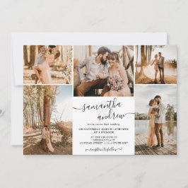 Invitación Guión minimalista blanco negro 6 boda de fotos