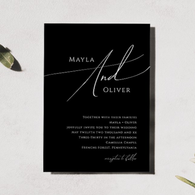 Invitación Guión Minimalista caprichoso | Boda negro (Subido por el creador)