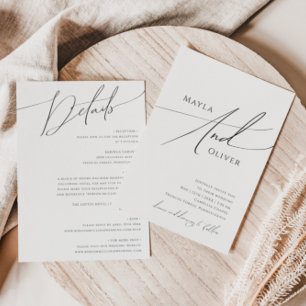 Invitación Guión Minimalista caprichoso todo en un Boda