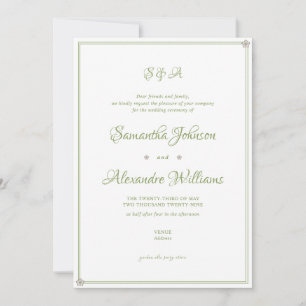 Invitación Guión Minimalista de la ceremonia de la boda en el