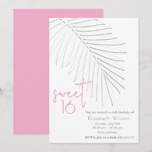 Invitación Guión minimalista de palma Grabado en relieve de m