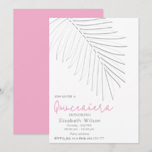 Invitación Guión minimalista Grabado en relieve de la palma d