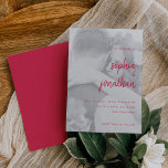Invitación Guión Minimalista moderno | Boda fotográfico<br><div class="desc">Estas elegantes y minimalistas invitaciones a la boda presentan una tipografía de escritura moderna y un texto limpio,  sans serif en rojo magenta como un overlay en tu foto personal favorita,  para un diseño simple y elegante que te encantará.</div>