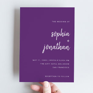 Invitación Guión Minimalista moderno   Boda morado colorido