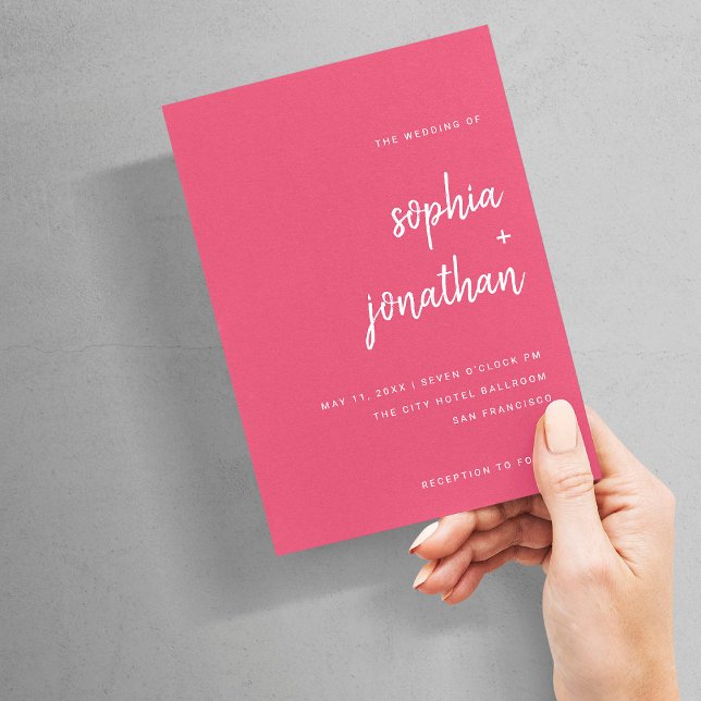 Invitación Guión Minimalista moderno | Boda rojo magenta (Subido por el creador)