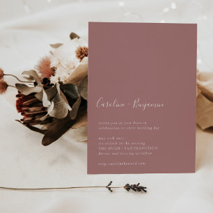 Invitación Guión minimalista Moderno Boho Dusty Rosa Boda