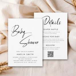 Invitación Guión Minimalista moderno manuscrito blanco negro