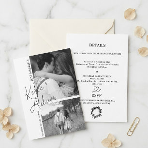 Invitación Guión minimalista moderno recién casados 2 foto 