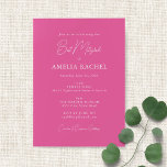 Invitación Guión minimalista murciélago moderno Mitzvah recor<br><div class="desc">Guión Minimalista personalizado Invitación a Bat Moderno Rosado Caliente Mitzvah</div>