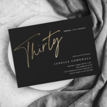 Guión minimalista Negro y Oro 30 cumpleaños