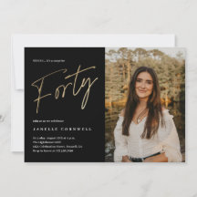 Guión minimalista Negro y Oro 40 cumpleaños