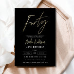 Invitación Guión minimalista negro y oro 40 cumpleaños<br><div class="desc">¡Celebra el haber cumplido 40 con estilo con una invitación Minimalista de cumpleaños Black y Gold! Con elegantes acentos en negro y oro, elegante tipografía de guiones y un diseño limpio y moderno, esta invitación marca el tono para una sofisticada celebración. Ideal para cualquier tipo de evento, desde salones de...</div>