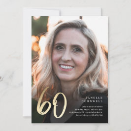 Invitación Guión minimalista Negro y Oro 60 cumpleaños