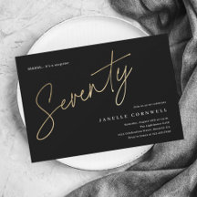 Guión minimalista Negro y Oro 70 cumpleaños