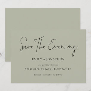 Invitación Guión minimalista Pale Sage Salvar la noche