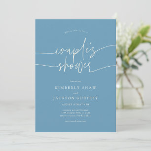 Invitación Guión minimalista para la ducha de la pareja Azul