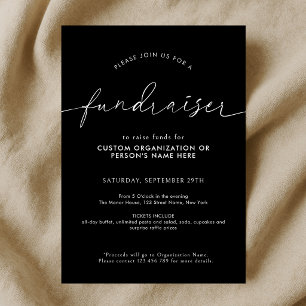 Invitación Guion minimalista para recaudación de fondos Negro