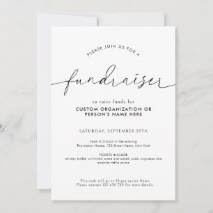 Invitación Guión minimalista para recaudación de fondos Negro