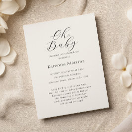 Invitación Guión Minimalista simple blanco Oh Baby Shower