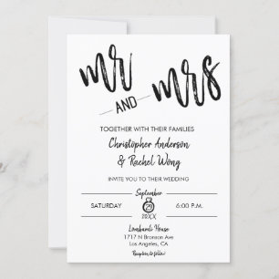 Invitación Guión Minimalista simple Sr. y Sra. Boda
