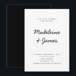 Invitación Guión mínimo Boda blanco negro moderno simple<br><div class="desc">Guión mínimo Plantilla editable para la invitación a la boda blanca moderna en negro simple</div>