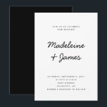 Invitación Guión mínimo Boda blanco negro moderno simple<br><div class="desc">Guión mínimo Plantilla editable para la invitación a la boda blanca moderna en negro simple</div>