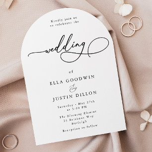 Invitación Guión mínimo Boda blanco y negro