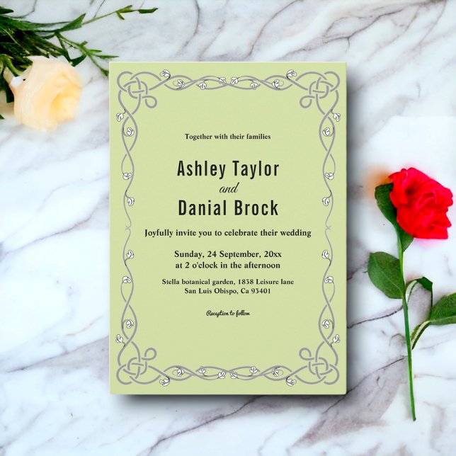 Invitación Guión mínimo de Moda Guión Sage Green Boho Boda Fl (Subido por el creador)