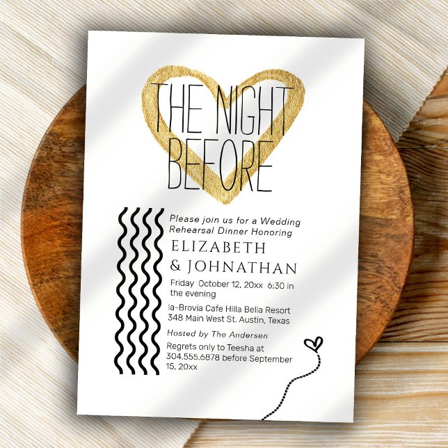 Invitación Guión mínimo de toque dorado la noche anterior (Subido por el creador)