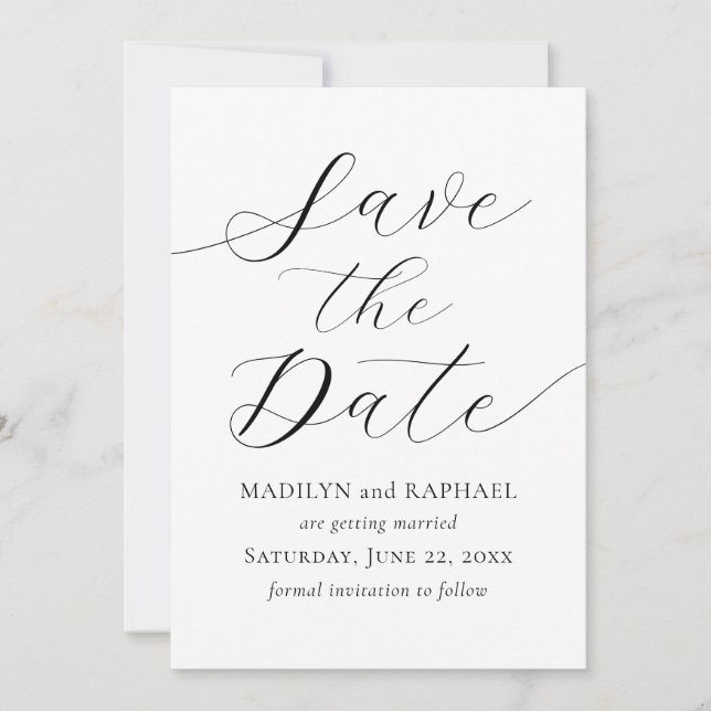 Invitación Guión Mínimo Moderno Añadir Foto Guardar La Tarjet (Anverso)