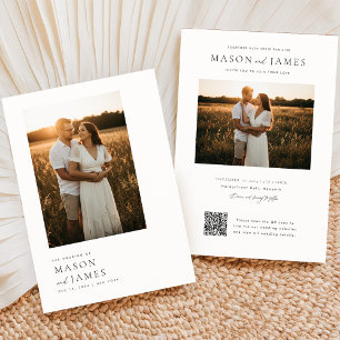 Invitación Guión mínimo moderno Código QR Foto Boda de presup