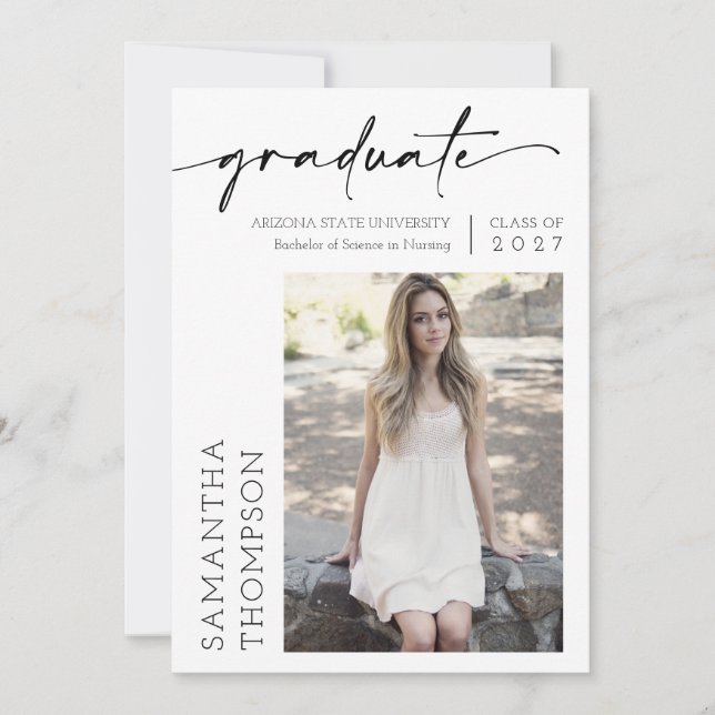 Invitación Guión mínimo moderno Dos fiesta de graduación de f (Anverso)