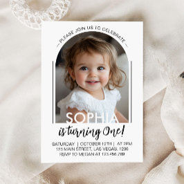 Invitación Guión mínimo moderno Simple Fotos de cumpleaños