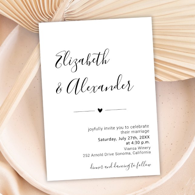 Invitación Guión mínimo moderno todo en un Boda de código QR (Subido por el creador)