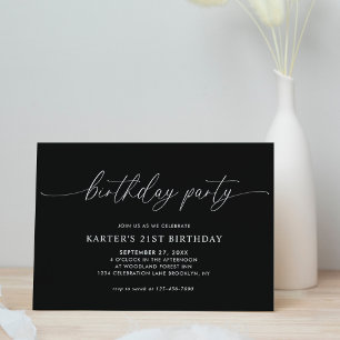 Invitación Guión mínimo simple Cumpleaños del Adulto Blanco N