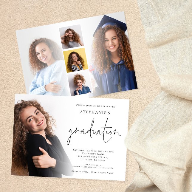 Invitación Guión moderno 6 Foto Superposición del Partido de  (Front and back view)