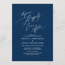 Guión moderno, azul marino, cena de ensayo Boda