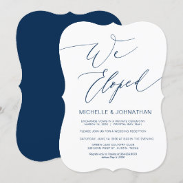 Invitación Guión moderno, azul marino, fuga de novios