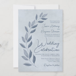 Invitación Guión moderno azul turbio y agua deja Boda