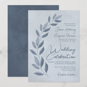 Invitación Guión moderno azul turbio y agua deja Boda