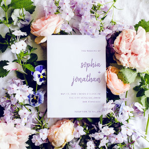 Invitación Guión moderno Boda blanco y de lavanda