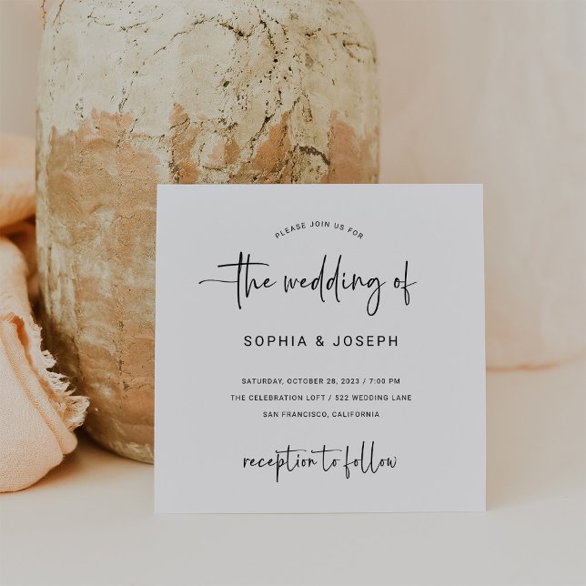Invitación Guión moderno | Boda blanco y negro (Subido por el creador)