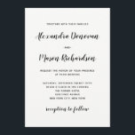 Invitación Guión moderno | Boda blanco y negro minimalista<br><div class="desc">Esta sencilla y elegante invitación a la boda presenta una moderna tipografía de escritura negra en un fondo blanco limpio,  para un aspecto minimalista que aún hace una declaración.</div>