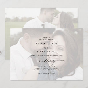 Invitación Guión moderno   Boda fotográfico horizontal desfas