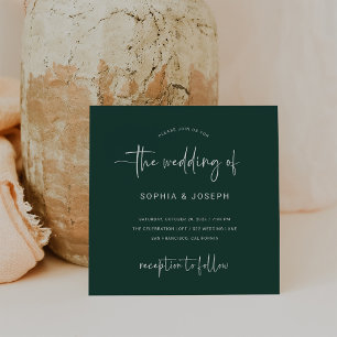 Invitación Guión moderno   Boda verde esmeralda