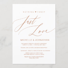 Invitación Guión moderno, cobre, boda Elopement recepción