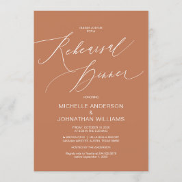 Invitación Guión moderno, cobre, ensayo Boda Cena