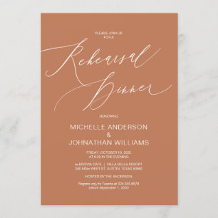 Invitación Guión moderno, cobre, ensayo Boda Cena