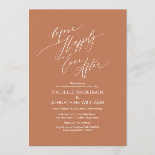 Invitación Guión moderno, cobre, ensayo Boda Cena