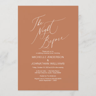 Invitación Guión moderno, cobre, ensayo Boda Cena